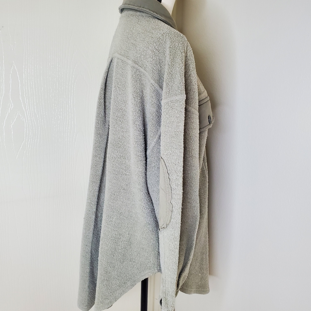 Free People Ruby Fleece Jacket Oversized Elbow Patch Size Medium Green - Picture 4 of 12